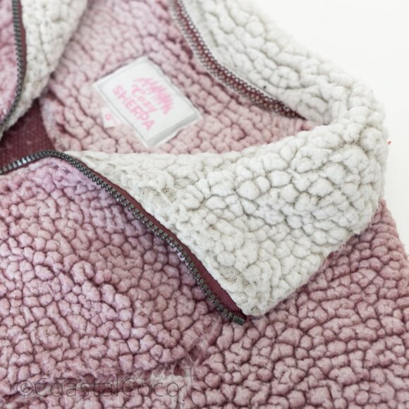 Cozy Sherpa Pink Quarter Zip Pullover Small Vegan Fleece Soft Warm Plush Jacket - Picture 8 of 15